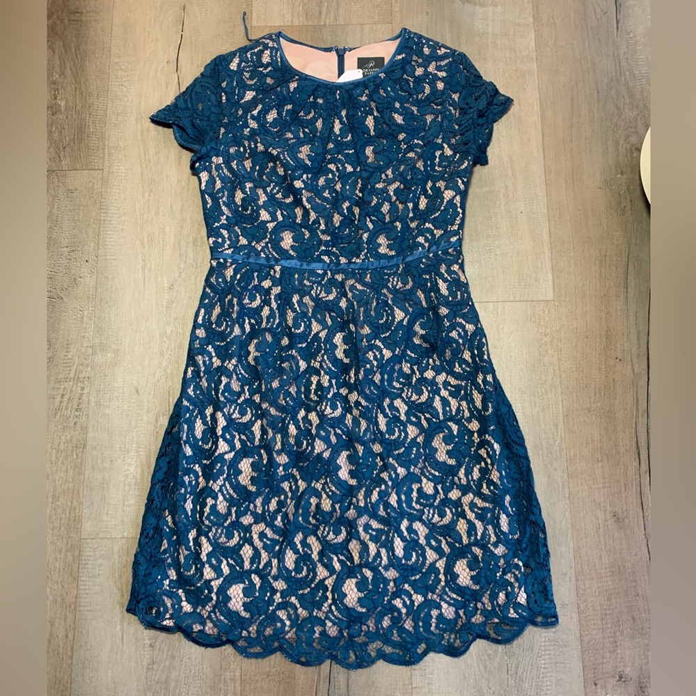Teal Lace Overlay Dress